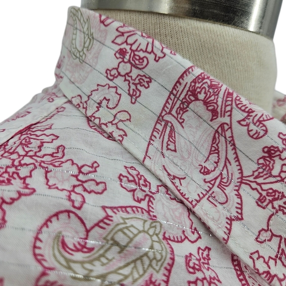 Ariat Western Shirt White Pink Paisley Long Sleeve Snap Button Collared Small - Picture 4 of 9